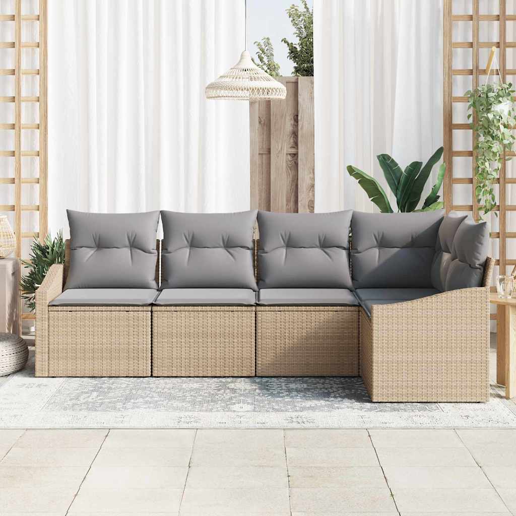 Garten Essgruppe mit Kissen 5 pcs Beige und Hellgrau